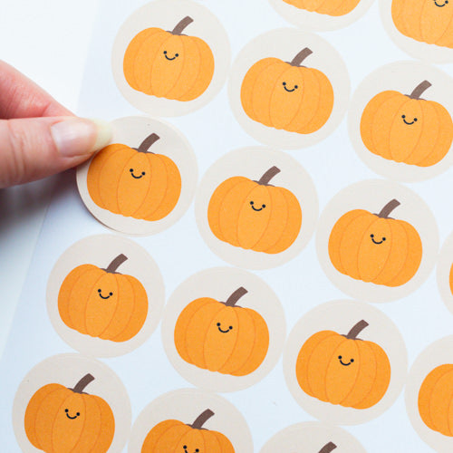 Orange pumpkin stickers for Halloween