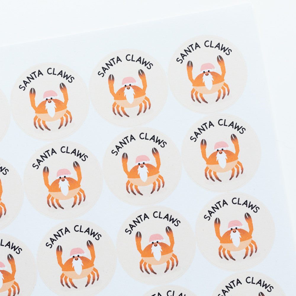 Santa Claws Crab Christmas Stickers