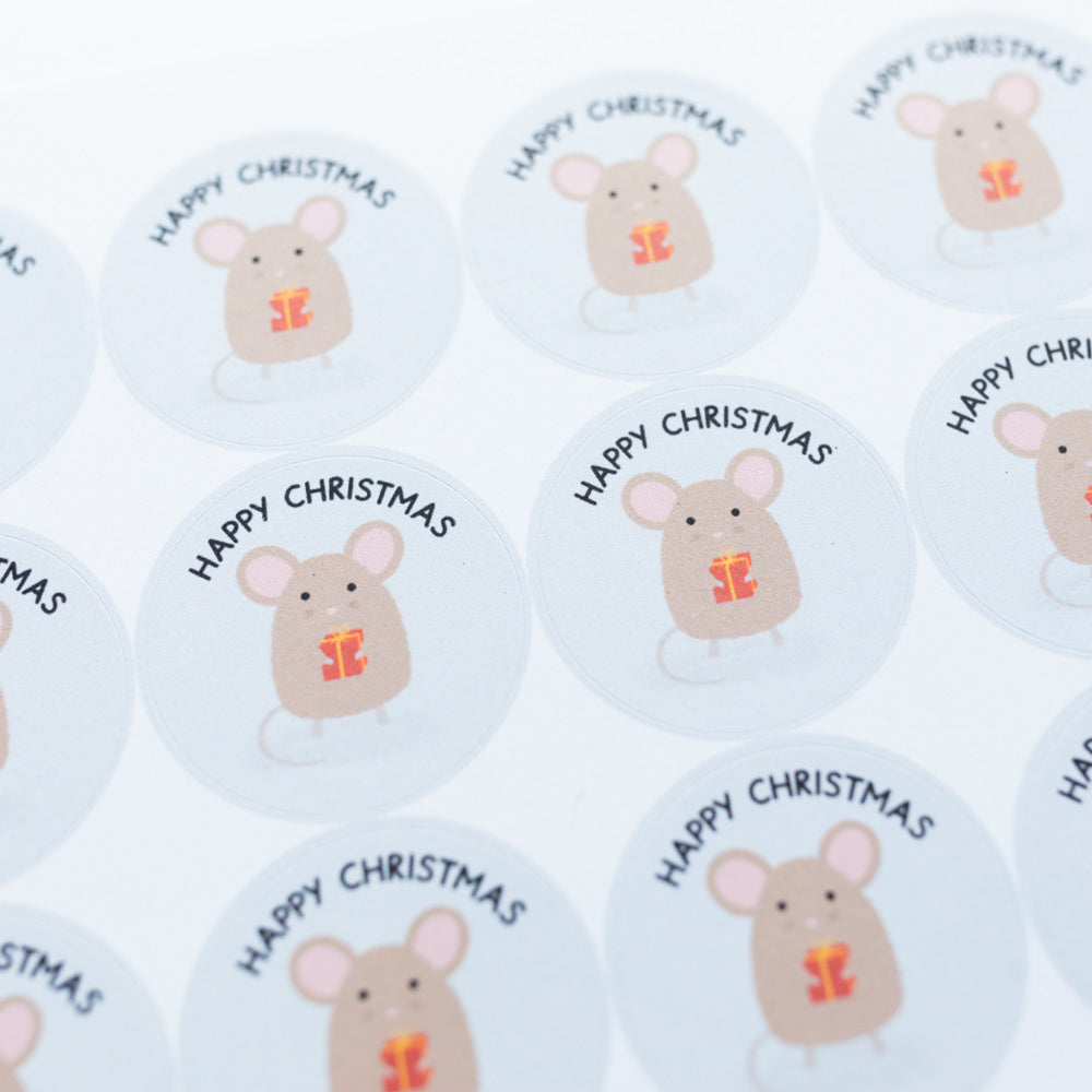 Happy Christmas Mouse Stickers